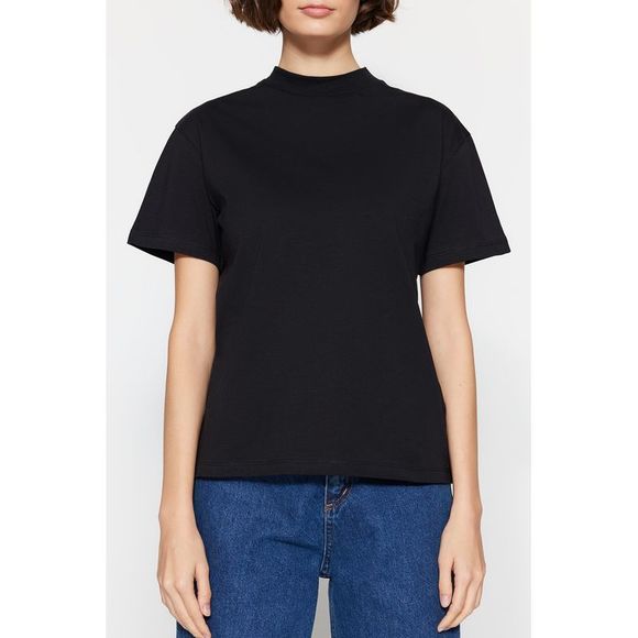 NWT Trendyol Women Regular fit Standing collar Knit T-Shirt - Picture 10 of 13